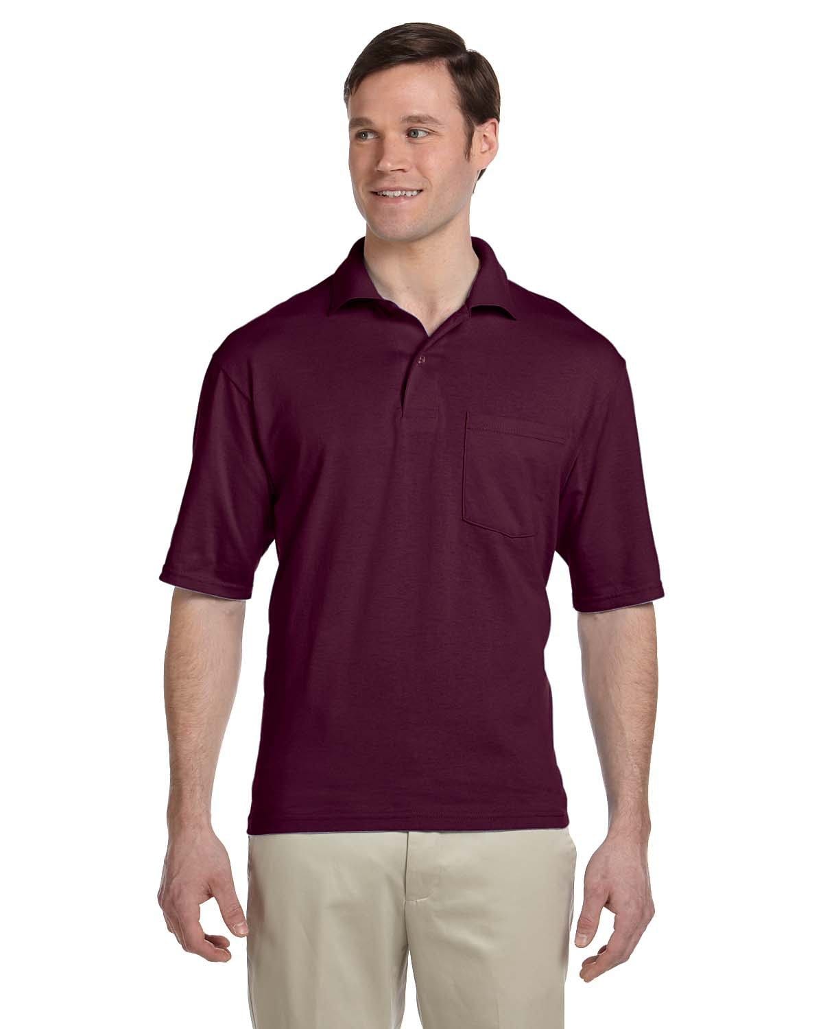 Jerzees 50/50 Jersey Knit Polo W/Pocket 436P | Maroon - Front