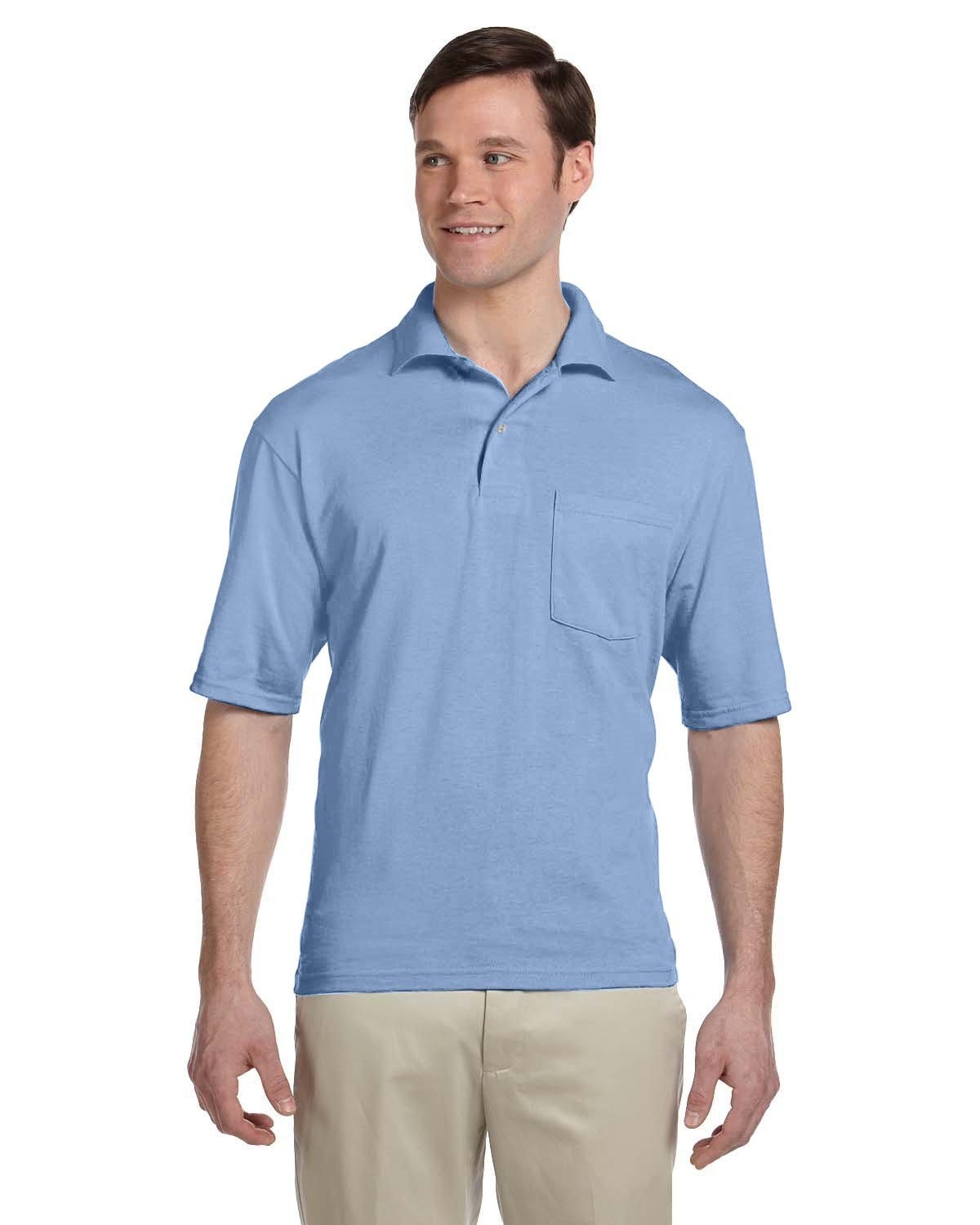 Jerzees 50/50 Jersey Knit Polo W/Pocket 436P | Light Blue - Front