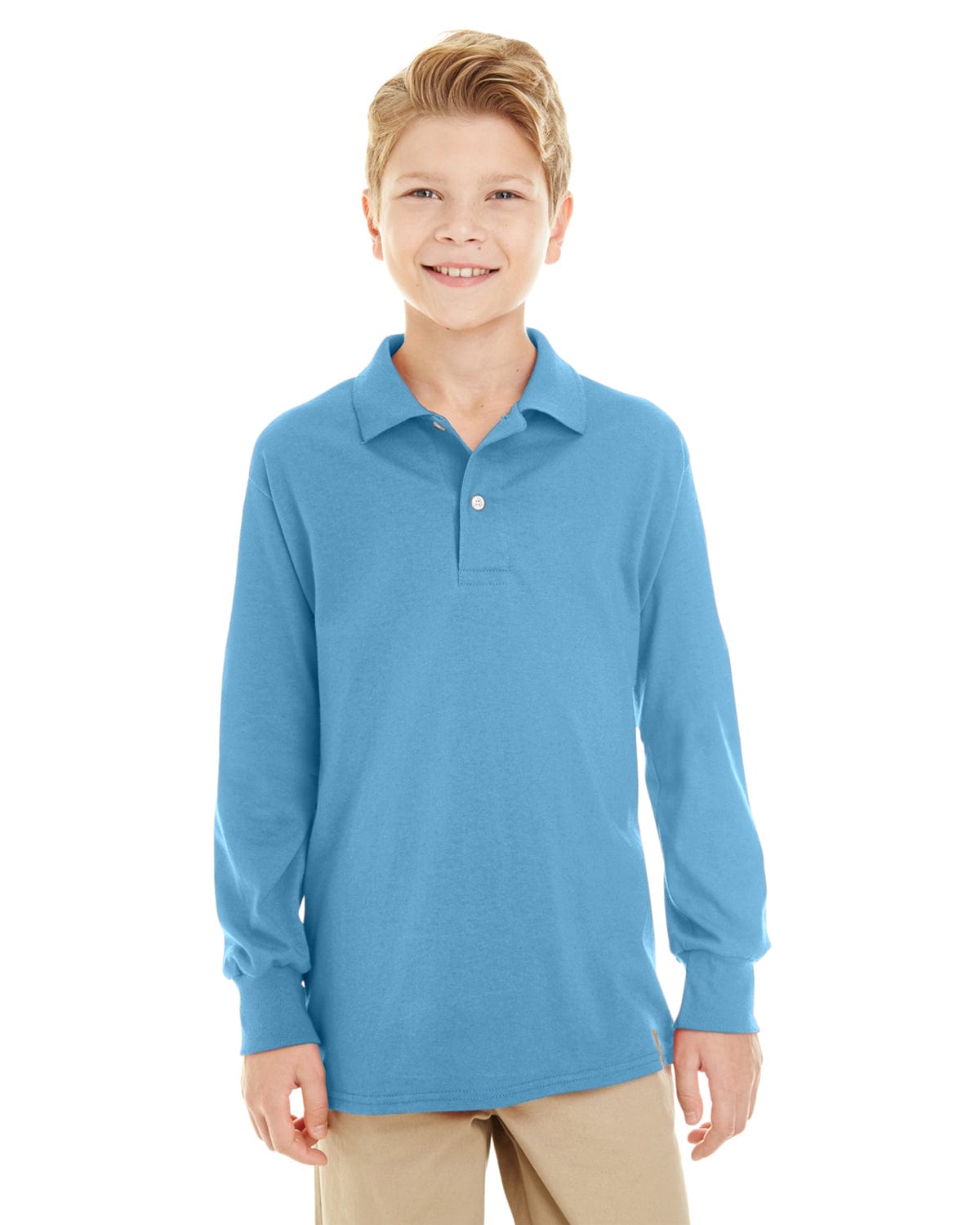Jerzees Youth Long Sleeve Polo Shirt 437YL | Light Blue - Front