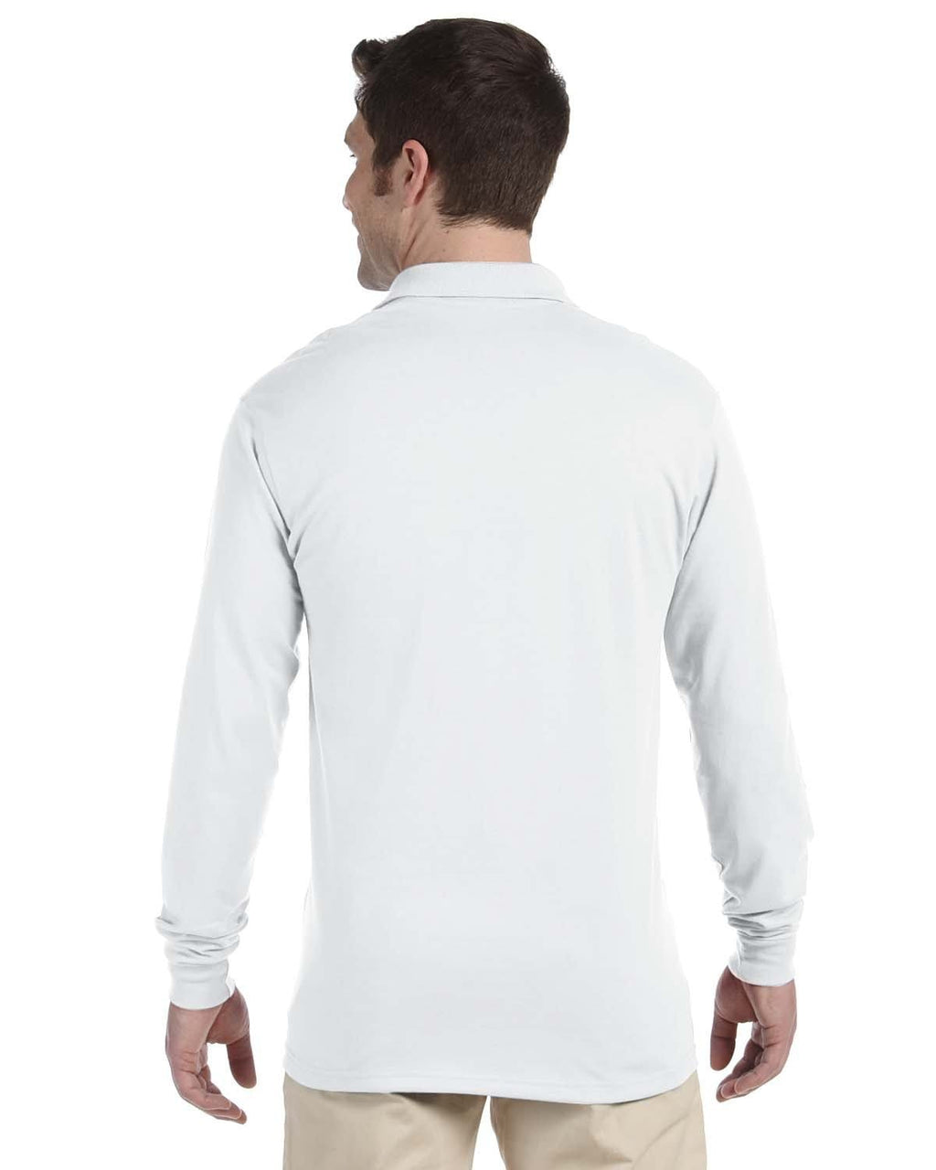 Jerzees 50/50 Long Sleeve Jersey Knit Polo Shirt 437ML | White - Back