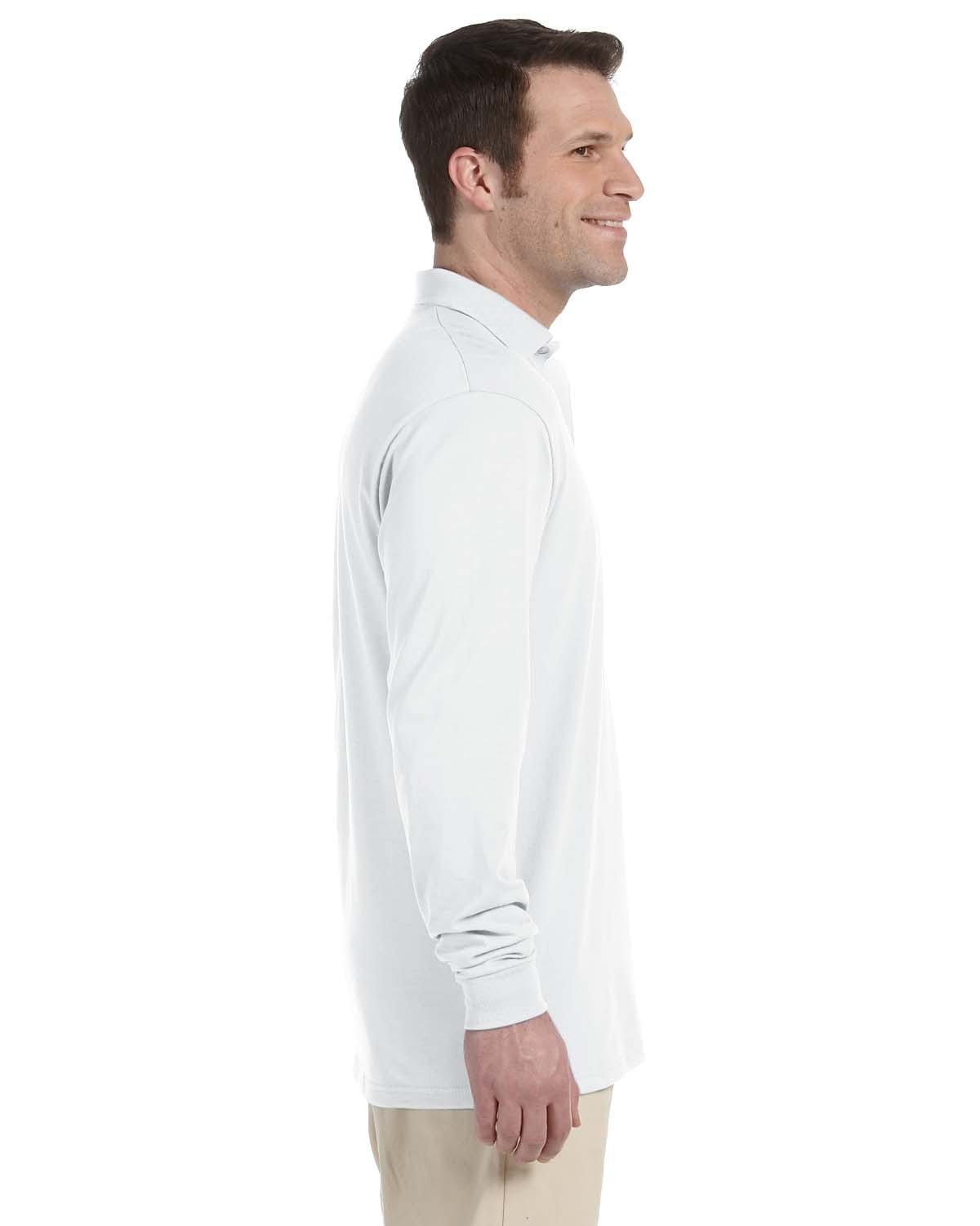 Jerzees 50/50 Long Sleeve Jersey Knit Polo Shirt 437ML | White - Side