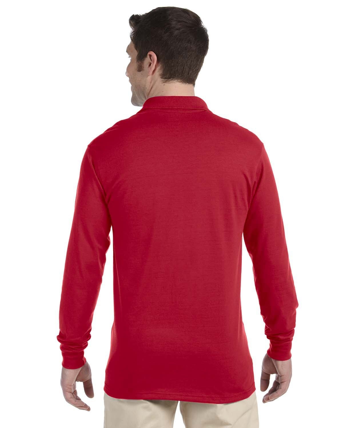 Jerzees 50/50 Long Sleeve Jersey Knit Polo Shirt 437ML | True Red - Back