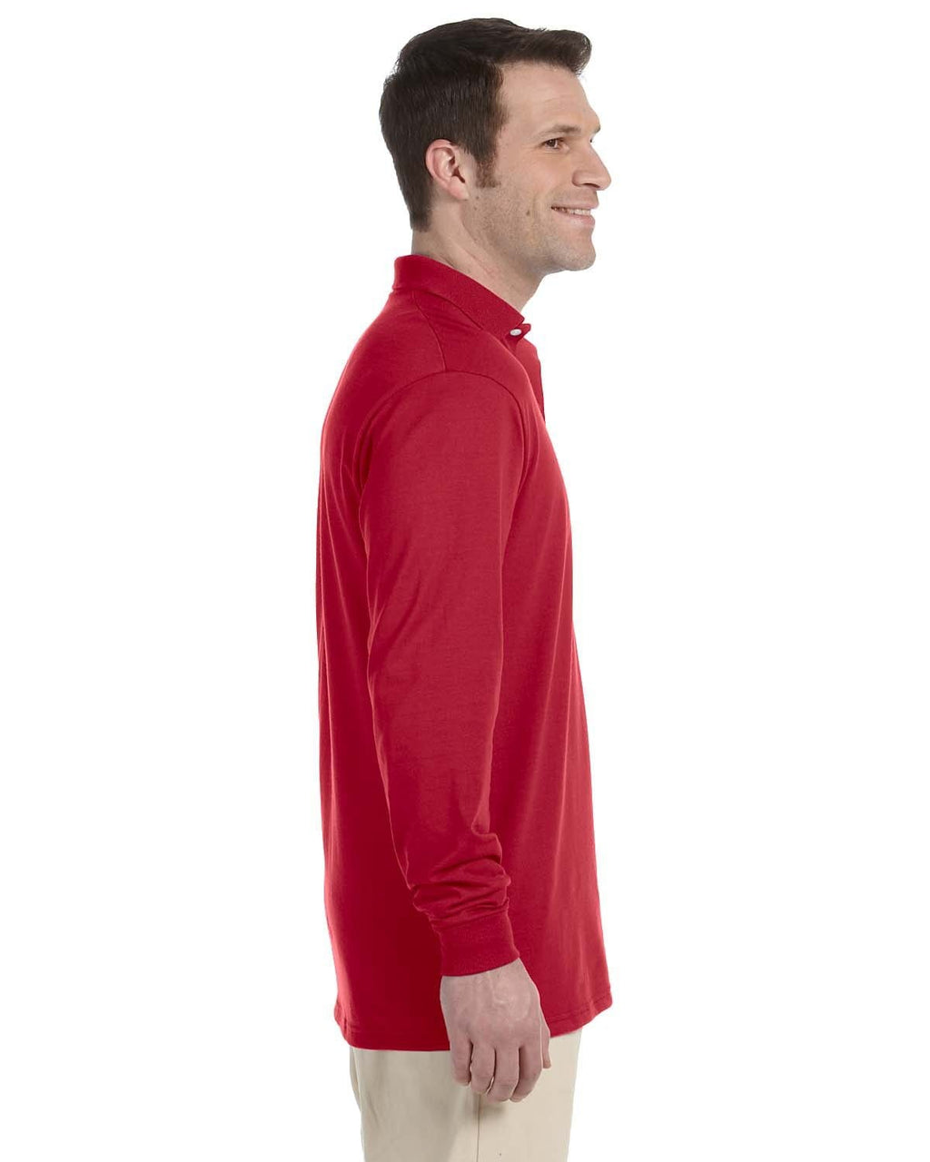 Jerzees 50/50 Long Sleeve Jersey Knit Polo Shirt 437ML | True Red - Side