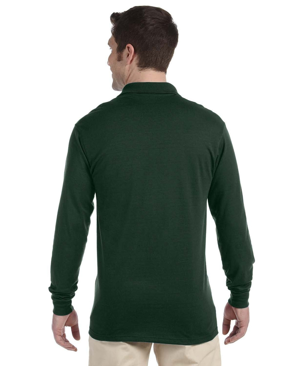 Jerzees 50/50 Long Sleeve Jersey Knit Polo Shirt 437ML | Forest Green - Back