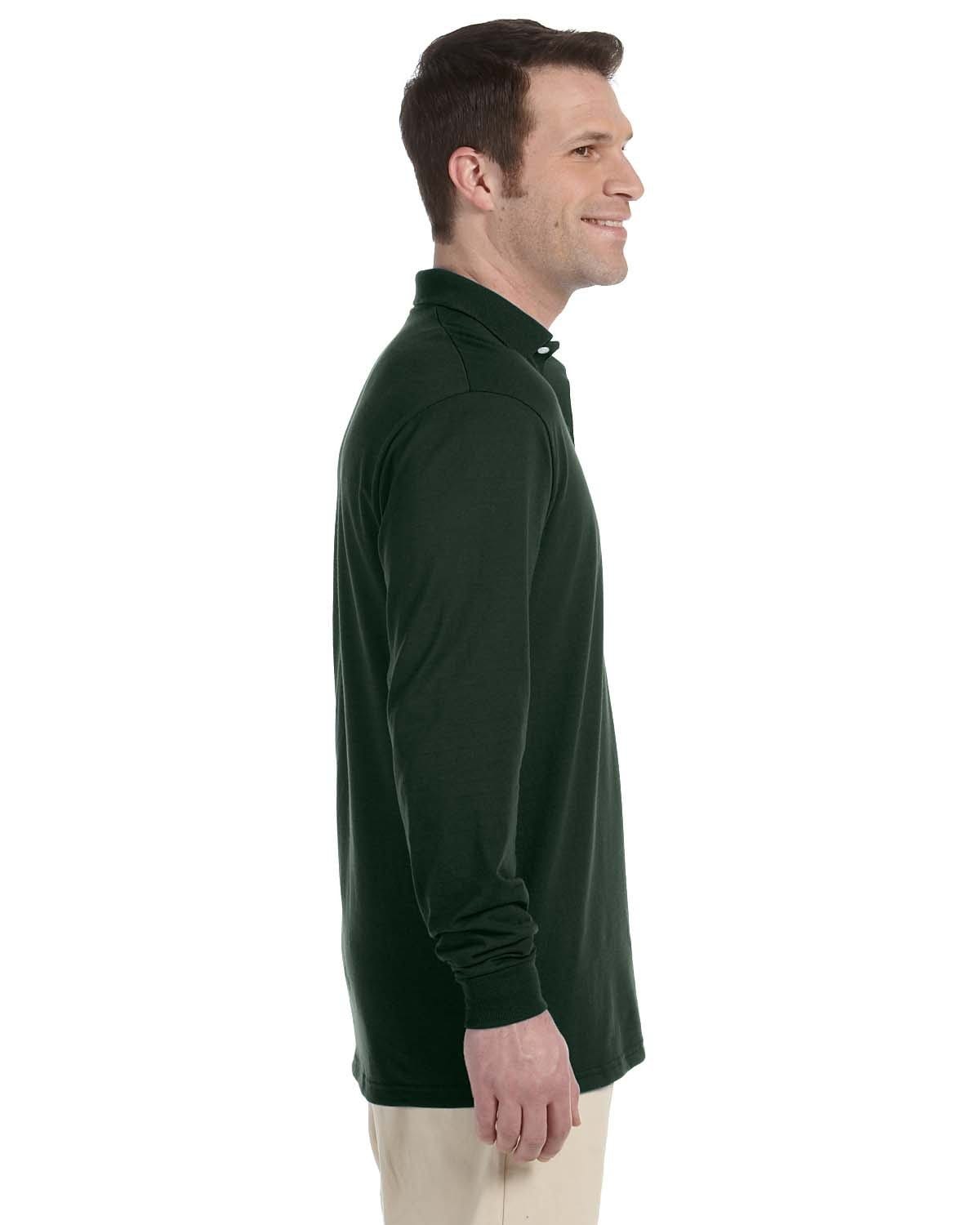 Jerzees 50/50 Long Sleeve Jersey Knit Polo Shirt 437ML | Forest Green - Side