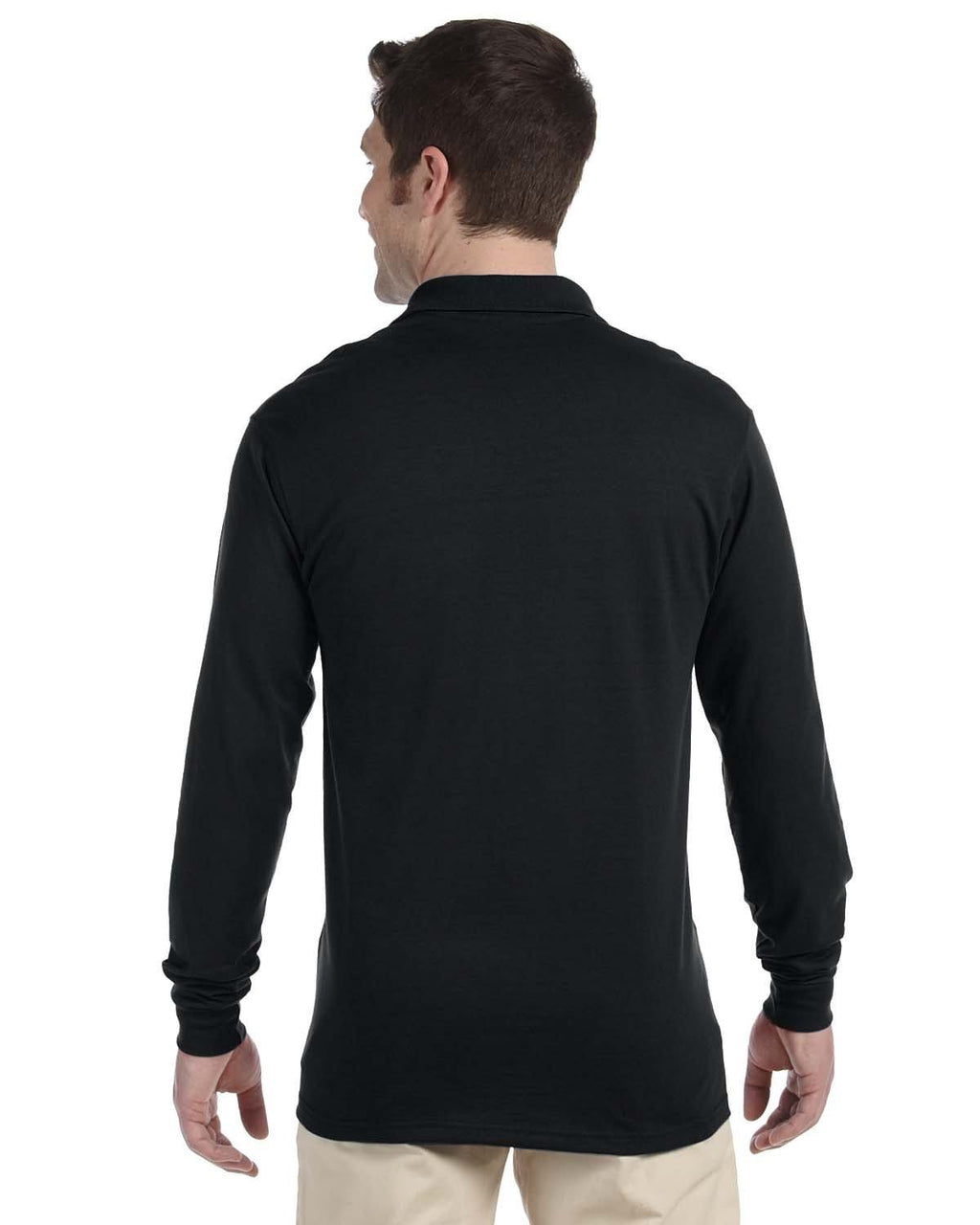Jerzees 50/50 Long Sleeve Jersey Knit Polo Shirt 437ML | Black - Back