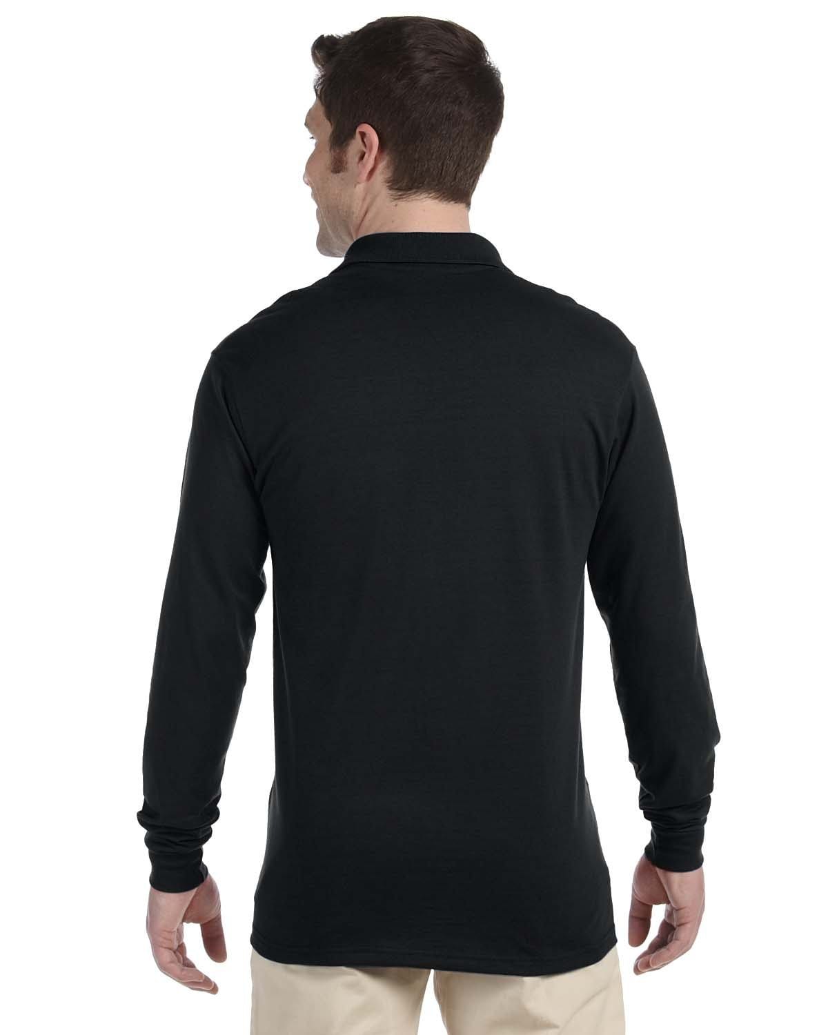 Jerzees 50/50 Long Sleeve Jersey Knit Polo Shirt 437ML | Black - Back