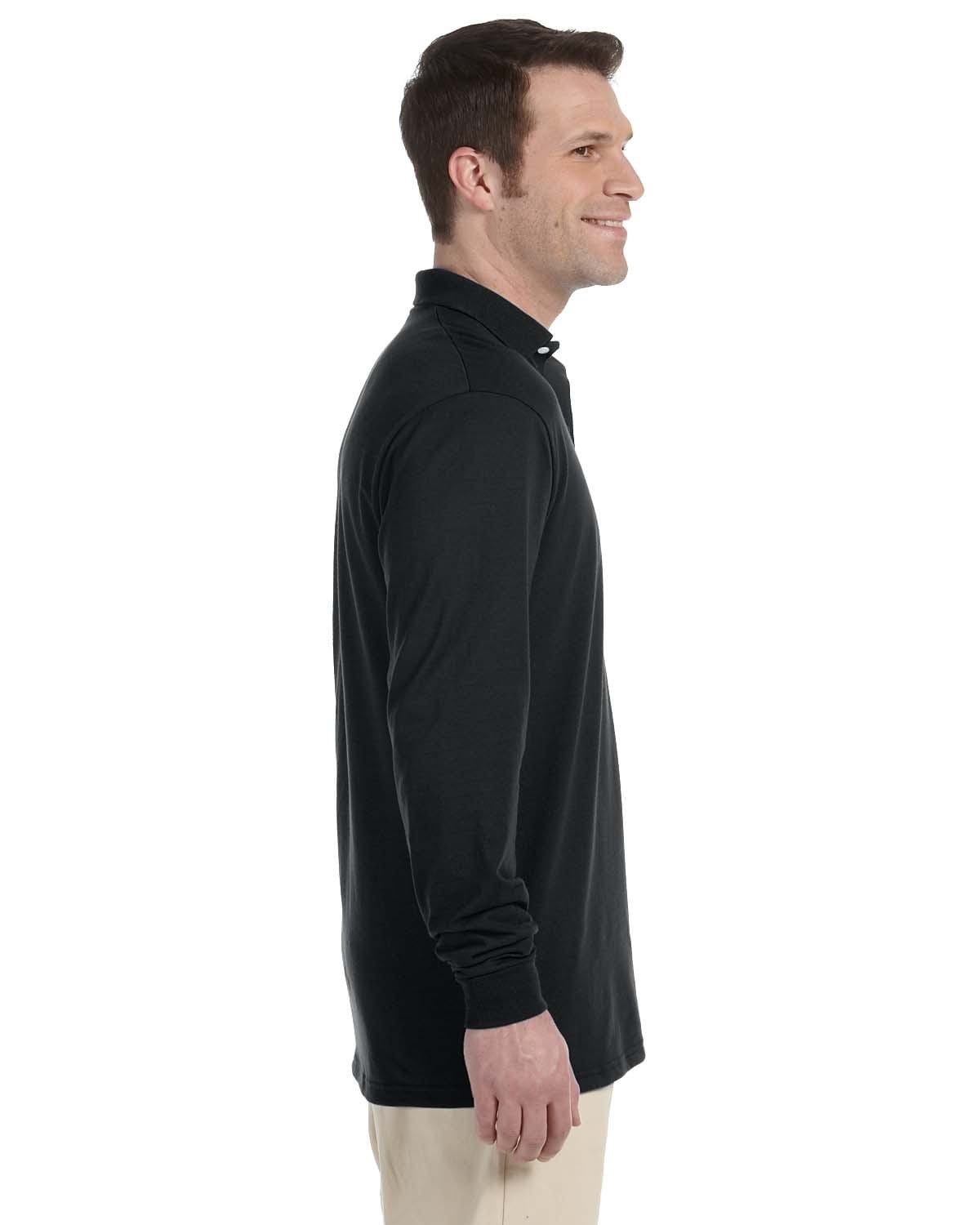 Jerzees 50/50 Long Sleeve Jersey Knit Polo Shirt 437ML | Black - Side