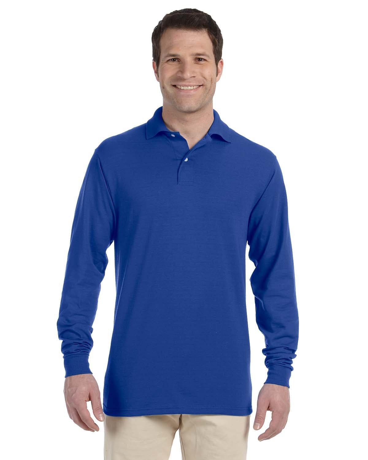 Jerzees 50/50 Long Sleeve Jersey Knit Polo Shirt 437ML | Royal - Front