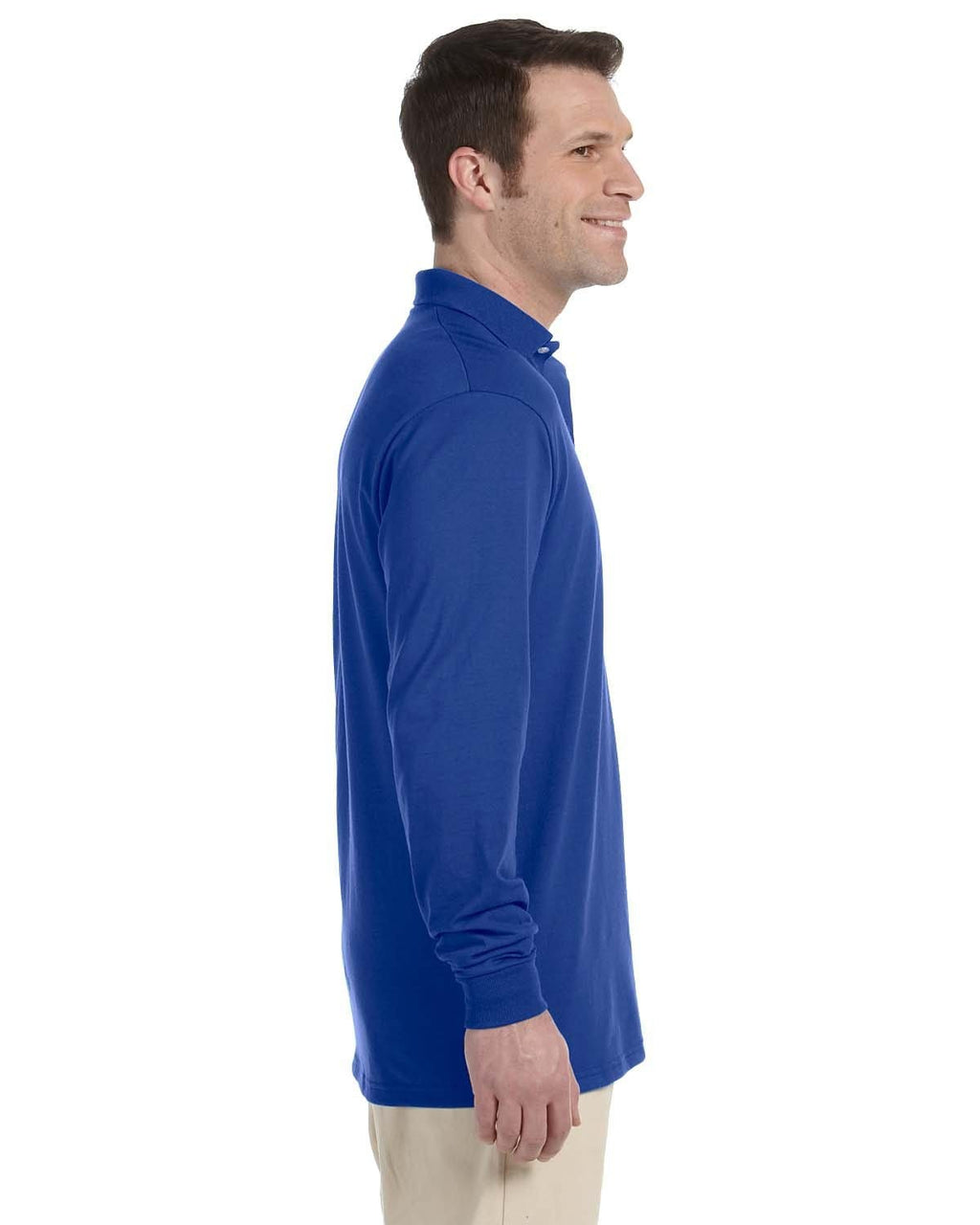 Jerzees 50/50 Long Sleeve Jersey Knit Polo Shirt 437ML | Royal - Side