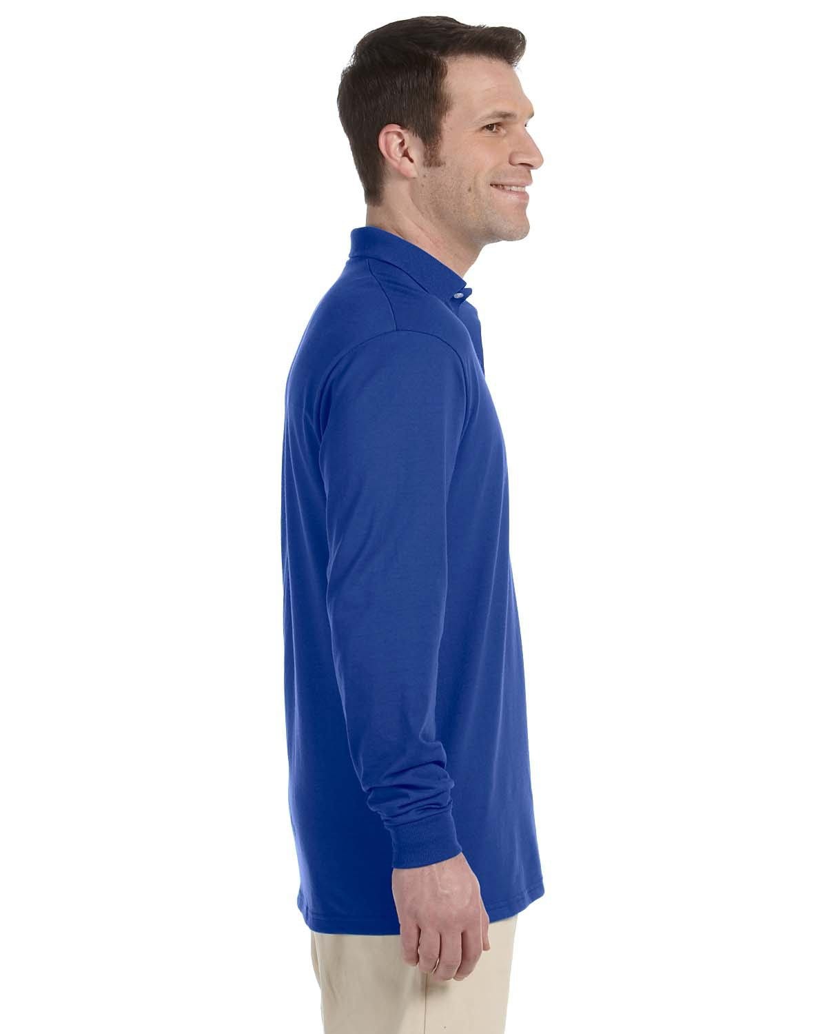 Jerzees 50/50 Long Sleeve Jersey Knit Polo Shirt 437ML | Royal - Side