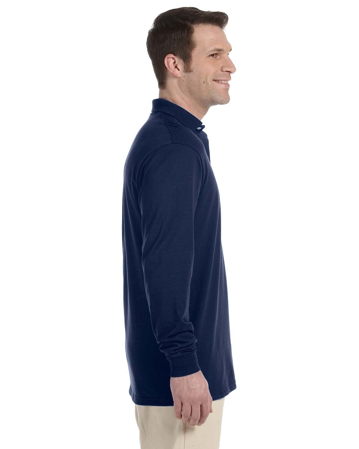 Jerzees 50/50 Long Sleeve Jersey Knit Polo Shirt 437ML | J Navy - Side