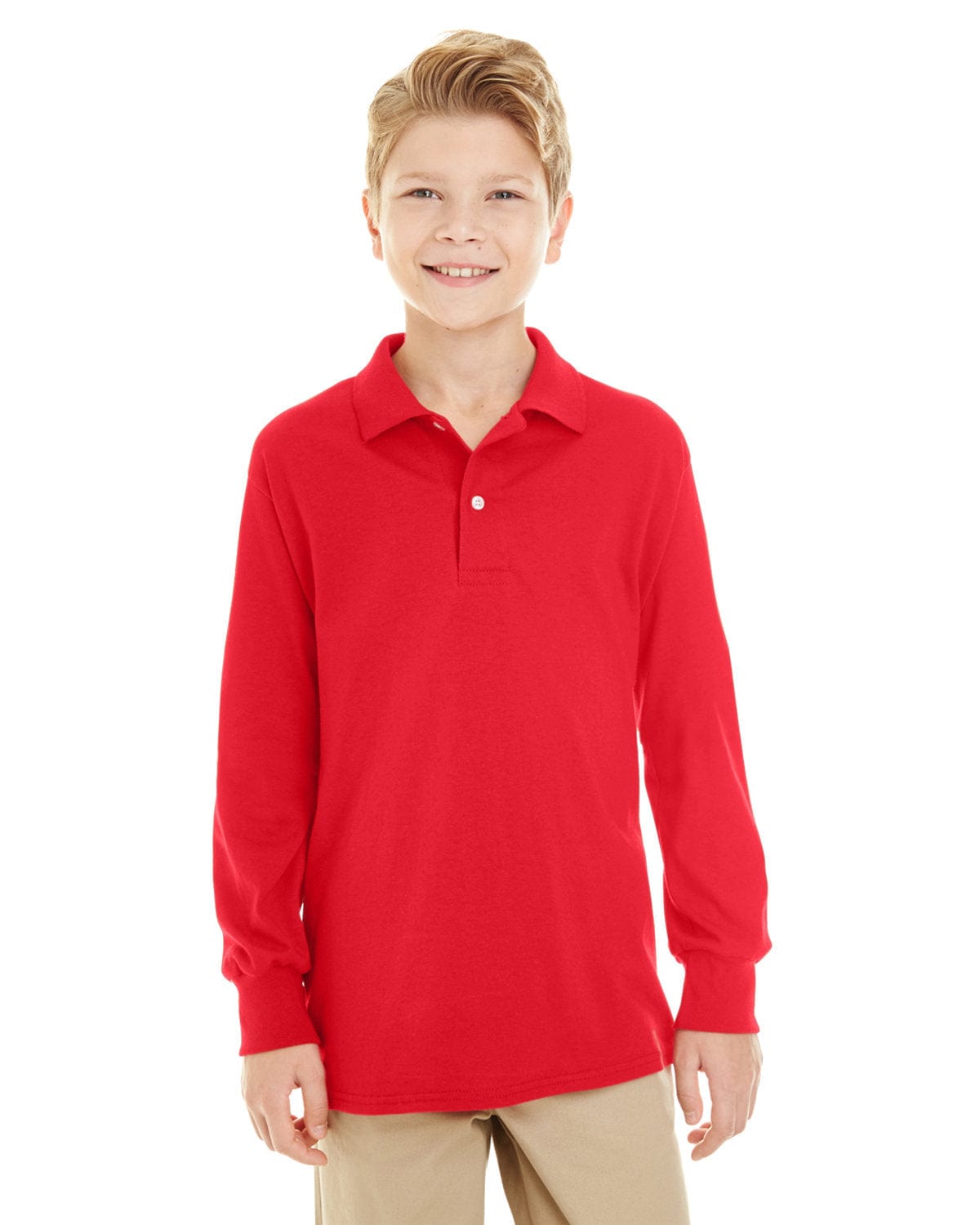 Jerzees Youth Long Sleeve Polo Shirt 437YL | True Red - Front