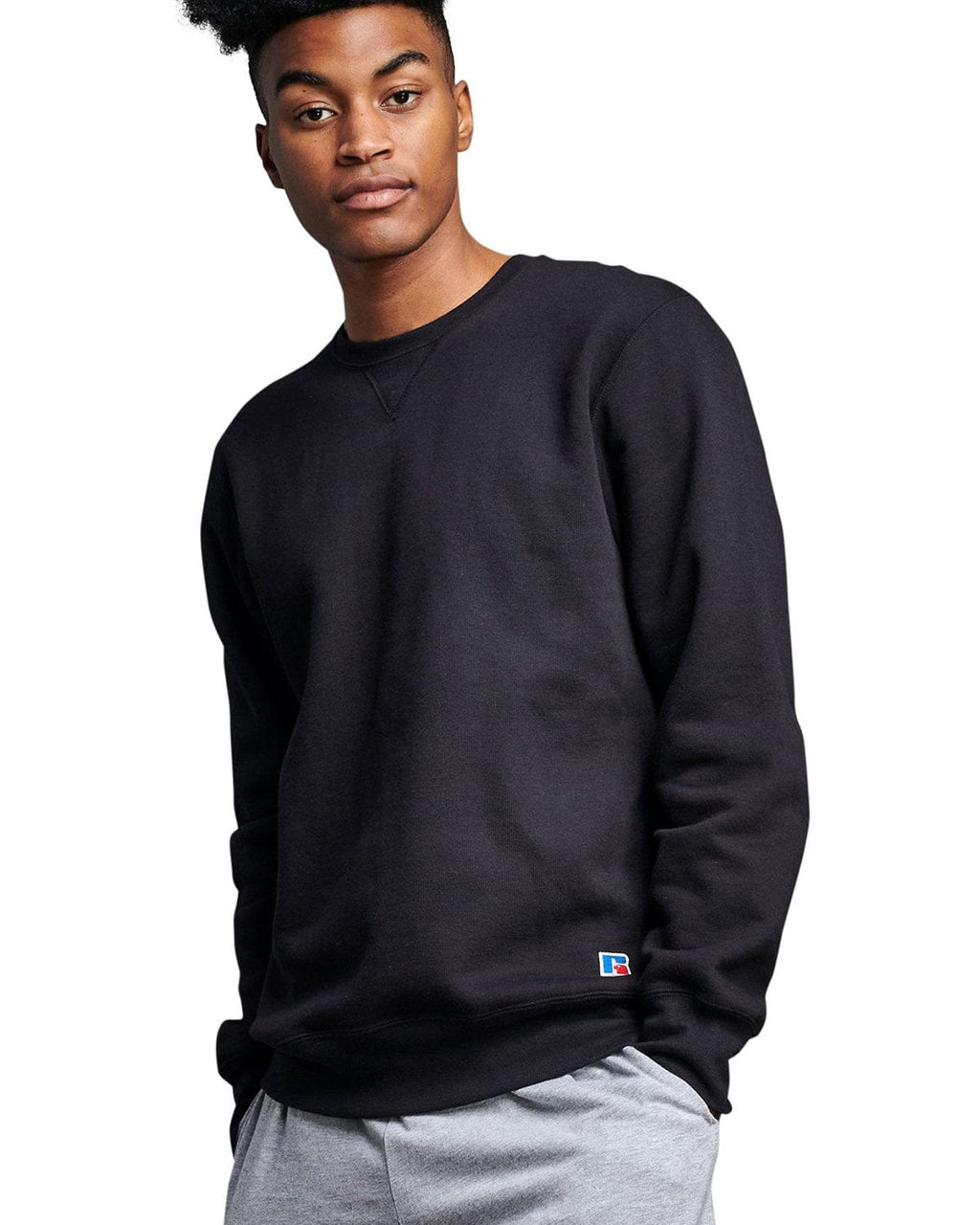 Russell Athletic Unisex Cotton Classic Crewneck Sweatshirt 82RNSM | Black - Side