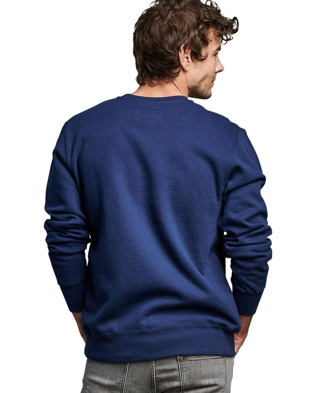 Russell Athletic Unisex Cotton Classic Crewneck Sweatshirt 82RNSM | Navy - Back