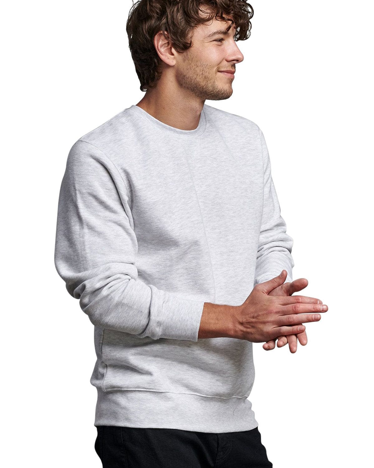 Russell Athletic Unisex Cotton Classic Crewneck Sweatshirt 82RNSM | Athletic Heather - Side