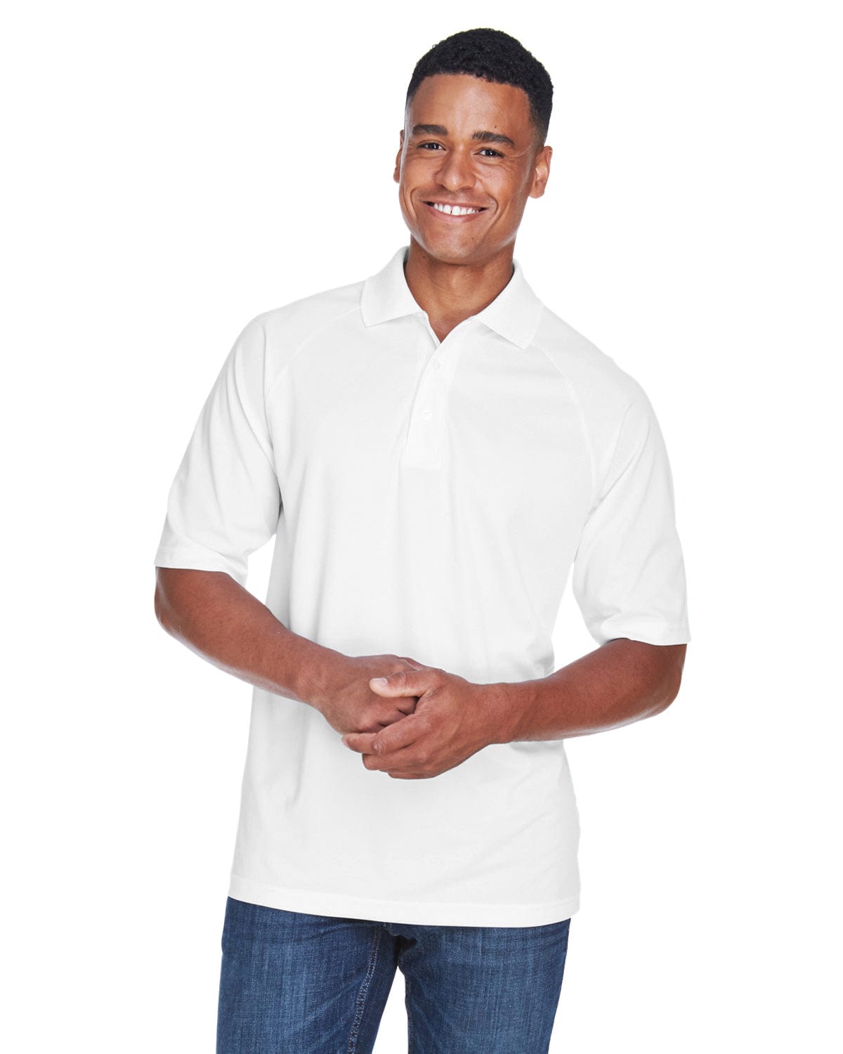 Extreme Mens Eperformance Pique Polo Shirt 85080 | White - Front