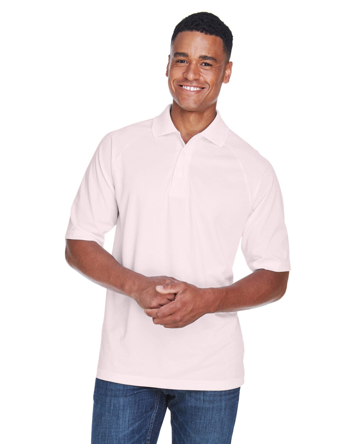 Extreme Mens Eperformance Pique Polo Shirt 85080 | Powder Pink - Front