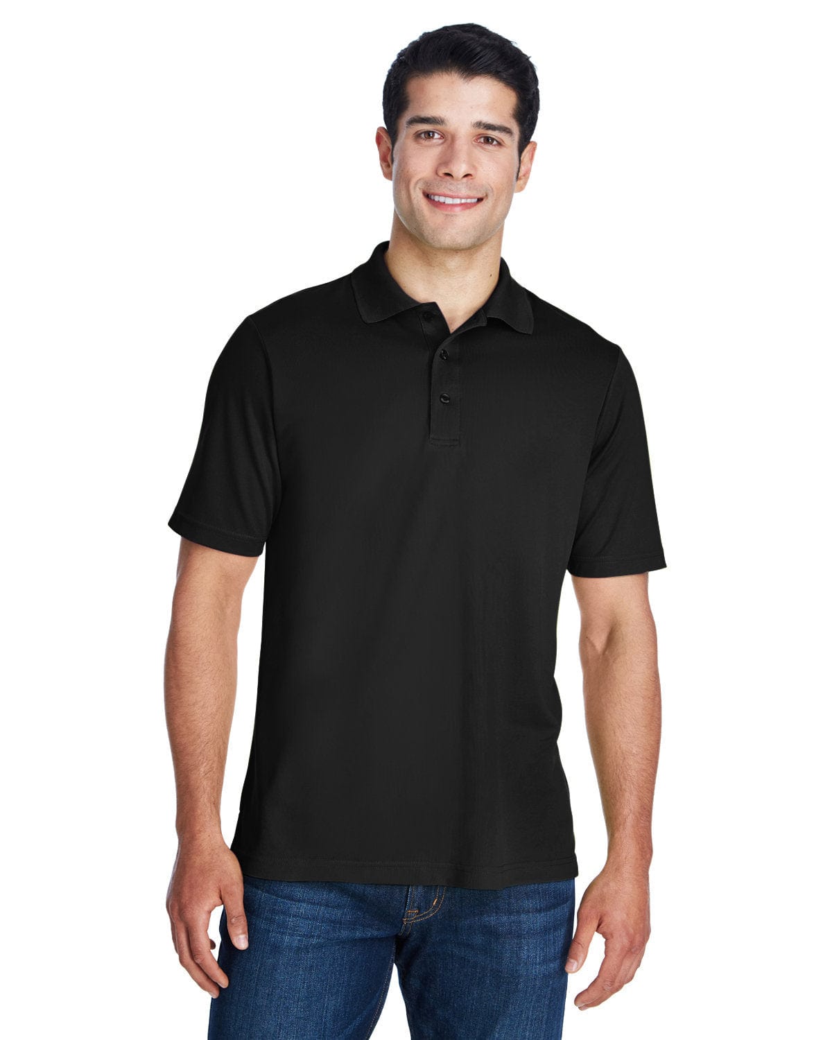 Core 365 Origin Mens Tall Performance Pique Polo Shirt 88181T | Black - Front