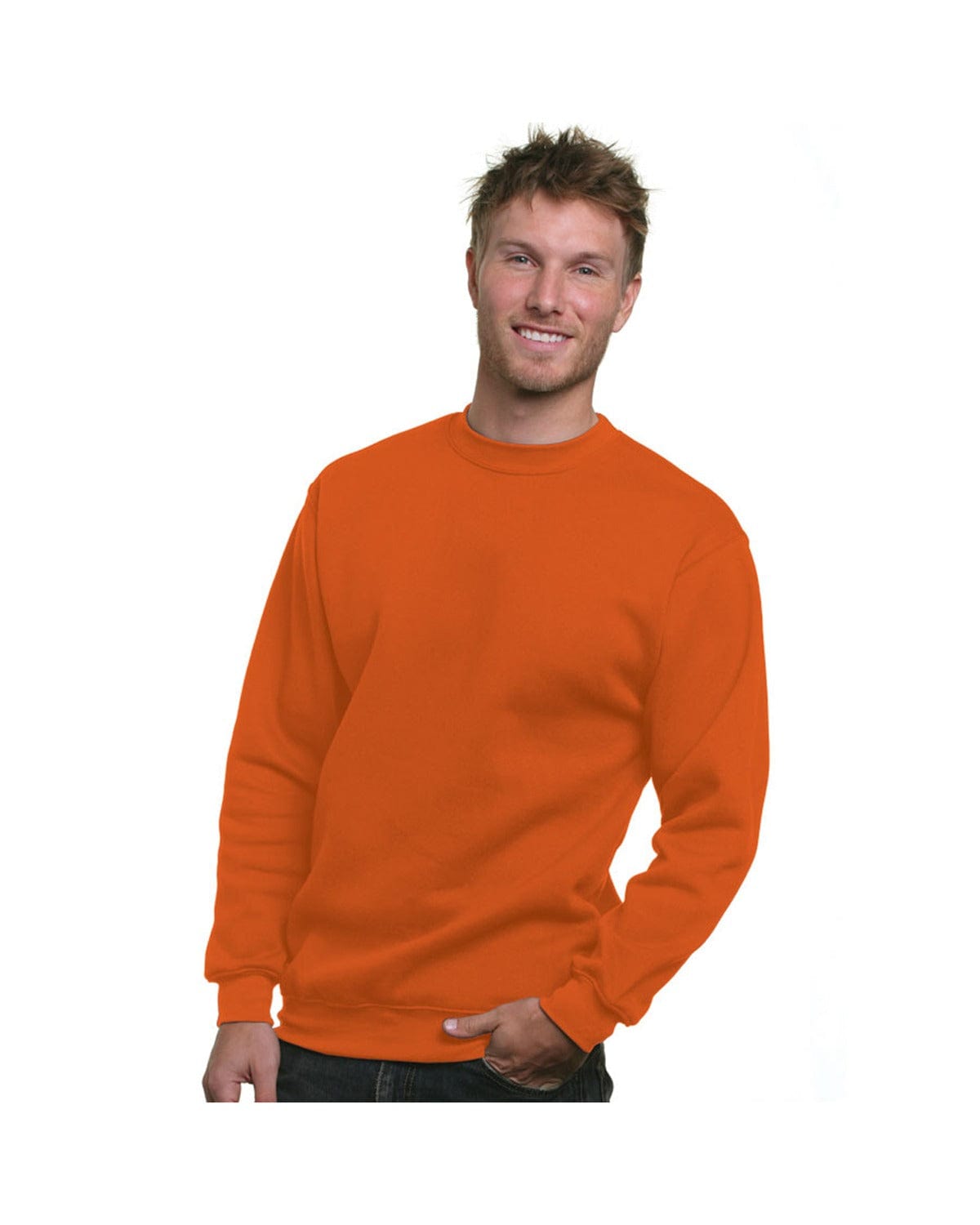 Bayside USA Made Crewneck Fleece BA1102 | Bright Orange - Front