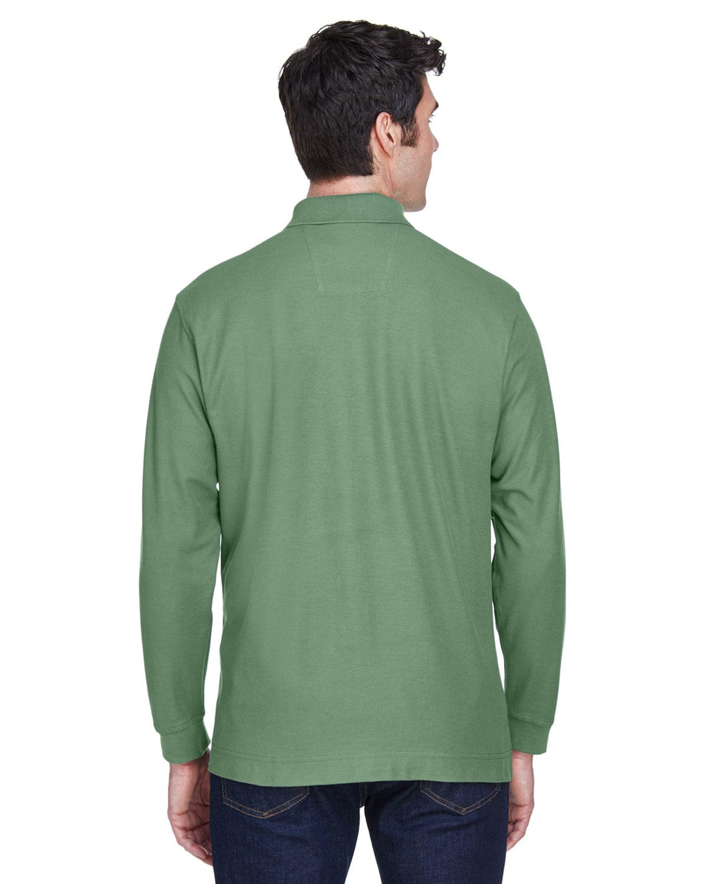 Devon & Jones Fine Pima Pique Long Sleeve Polo Shirt D110 | Dill - Back