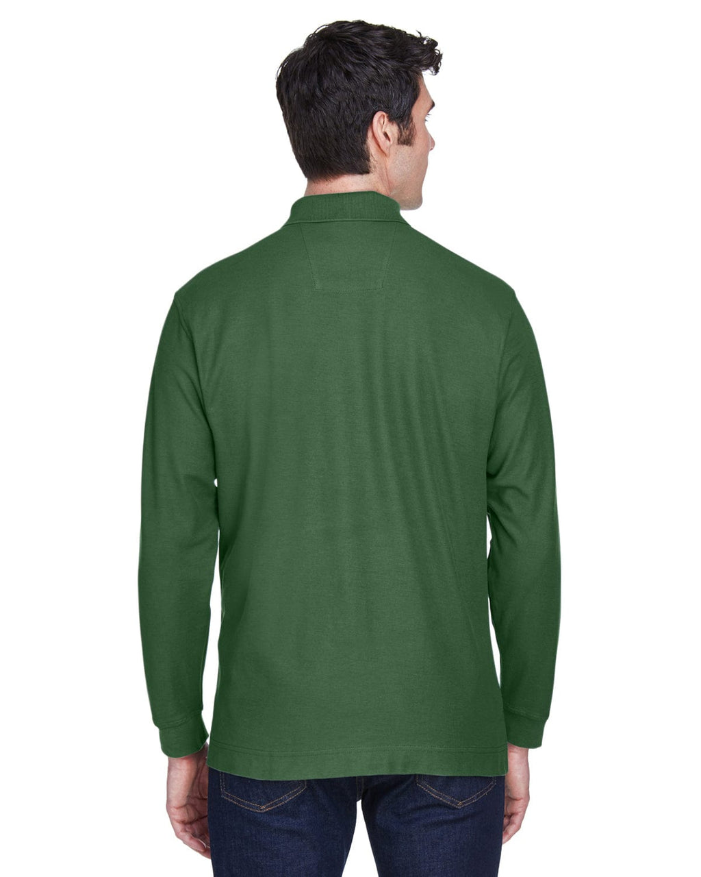 Devon & Jones Fine Pima Pique Long Sleeve Polo Shirt D110 | Forest - Back