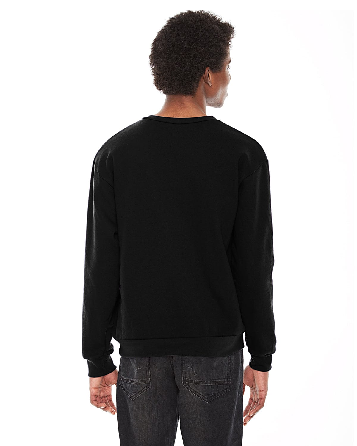 American Apparel Unisex Flex Fleece Drop Shoulder Pullover Crewneck F496W | Black - Back