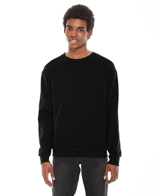 American Apparel Unisex Flex Fleece Drop Shoulder Pullover Crewneck F496W | Black - Front