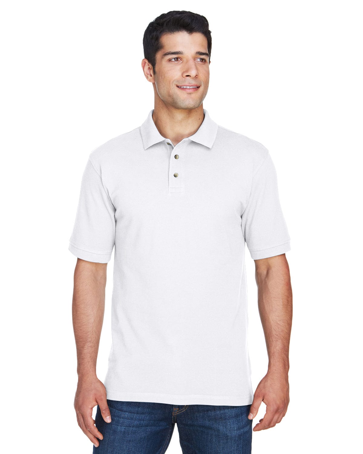 Harriton Tall Ringspun Cotton Pique Short Sleeve Polo M200T | White - Front