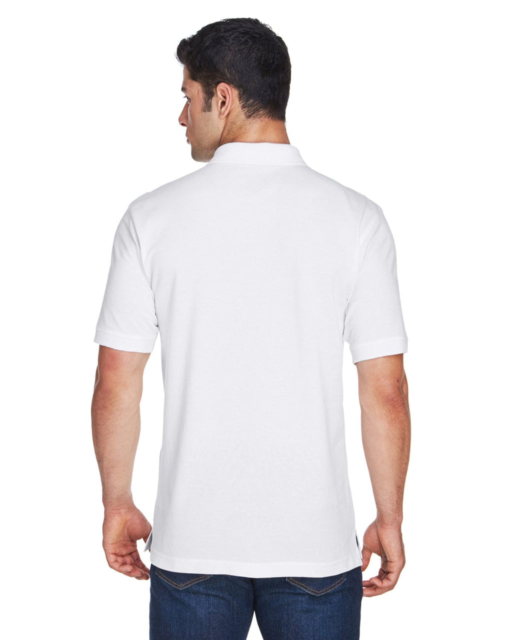 Harriton Tall Ringspun Cotton Pique Short Sleeve Polo M200T | White - Back