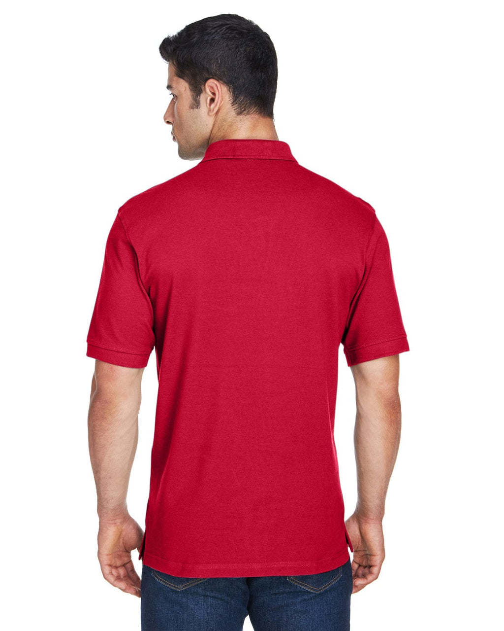 Harriton Tall Ringspun Cotton Pique Short Sleeve Polo M200T | Red - Back