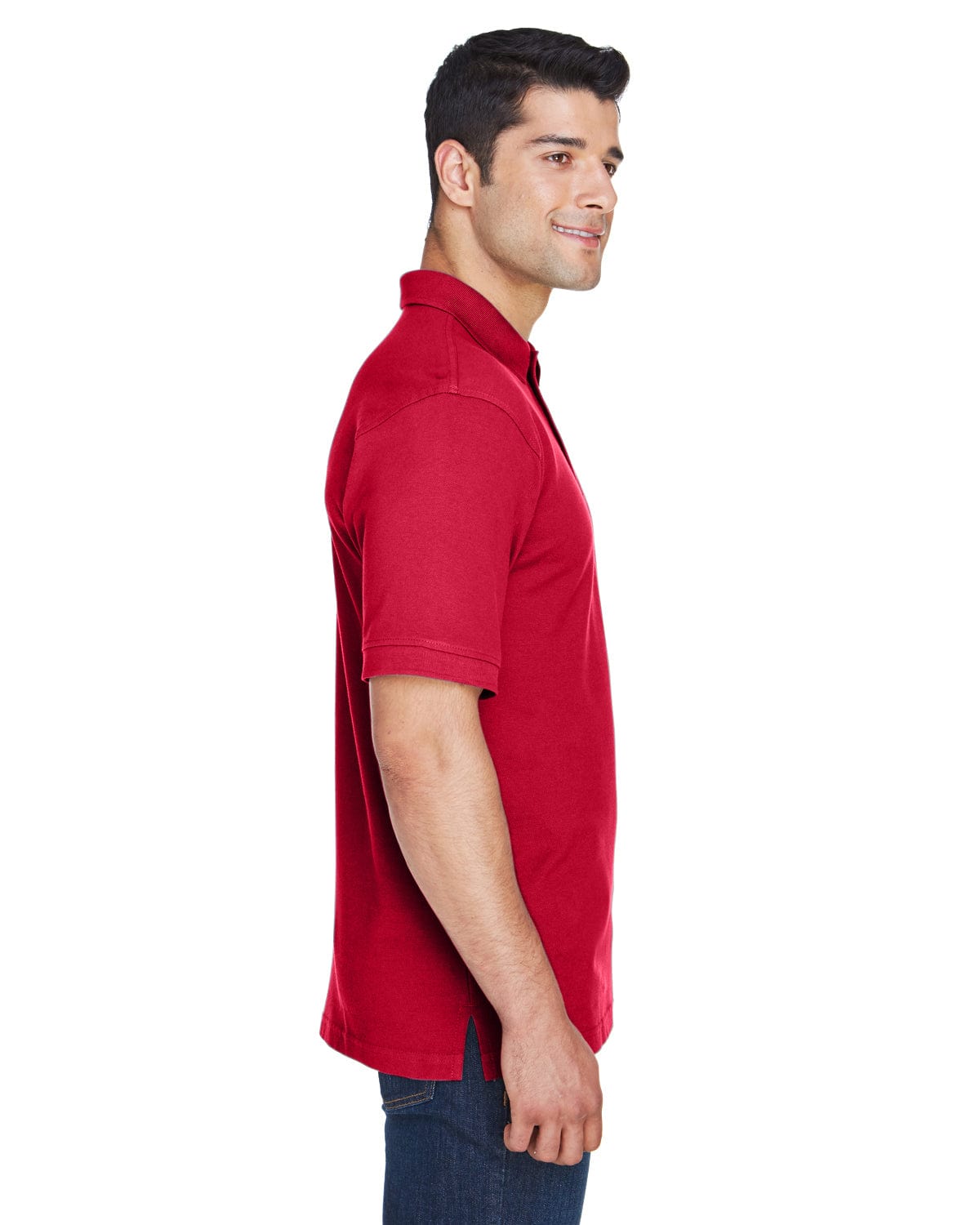 Harriton Tall Ringspun Cotton Pique Short Sleeve Polo M200T | Red - Side