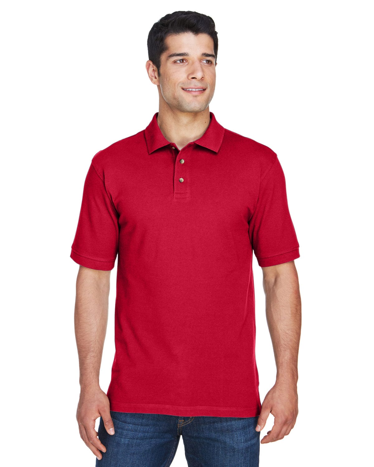 Harriton Tall Ringspun Cotton Pique Short Sleeve Polo M200T | Red - Front