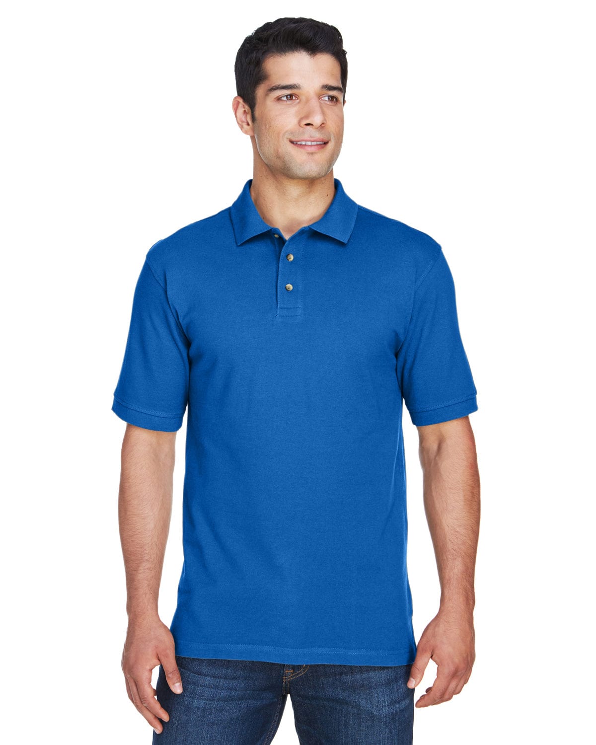 Harriton Tall Ringspun Cotton Pique Short Sleeve Polo M200T | True Royal - Front