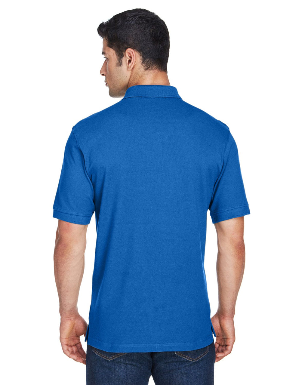 Harriton Tall Ringspun Cotton Pique Short Sleeve Polo M200T | True Royal - Back