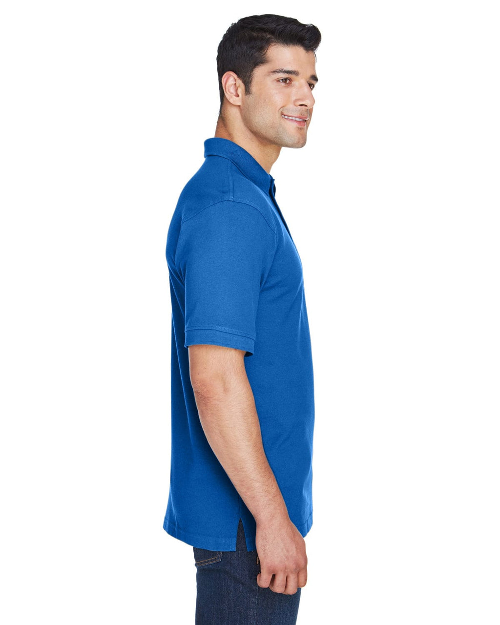 Harriton Tall Ringspun Cotton Pique Short Sleeve Polo M200T | True Royal - Side