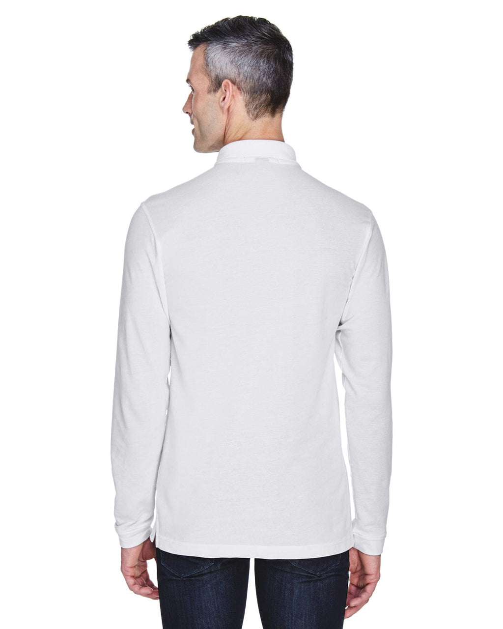 Harriton Easy Blend Long Sleeve Polo Shirt M265L | White - Back