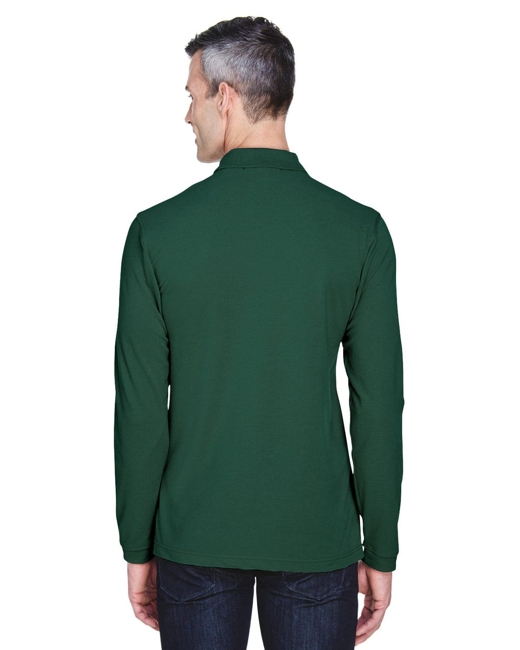 Harriton Easy Blend Long Sleeve Polo Shirt M265L | Hunter - Back