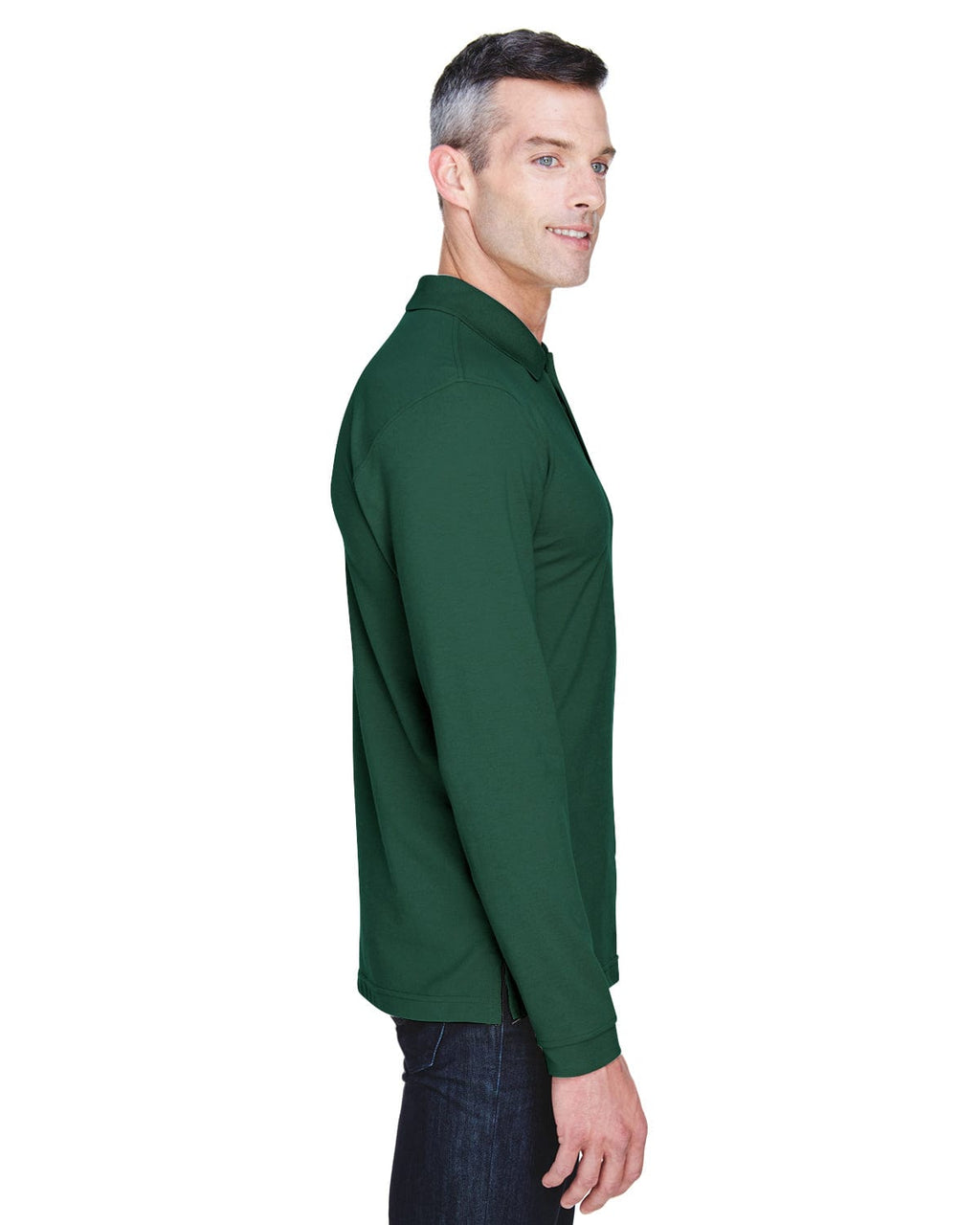 Harriton Easy Blend Long Sleeve Polo Shirt M265L | Hunter - Side