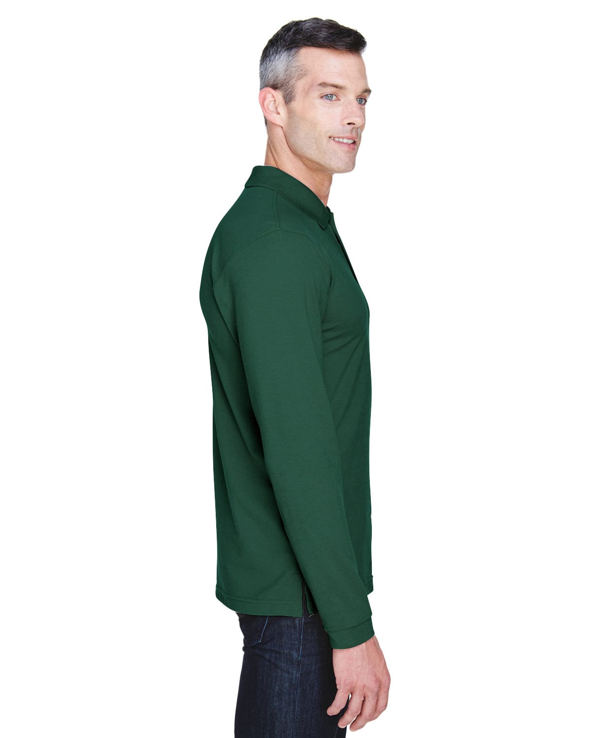 Harriton Easy Blend Long Sleeve Polo Shirt M265L | Hunter - Side