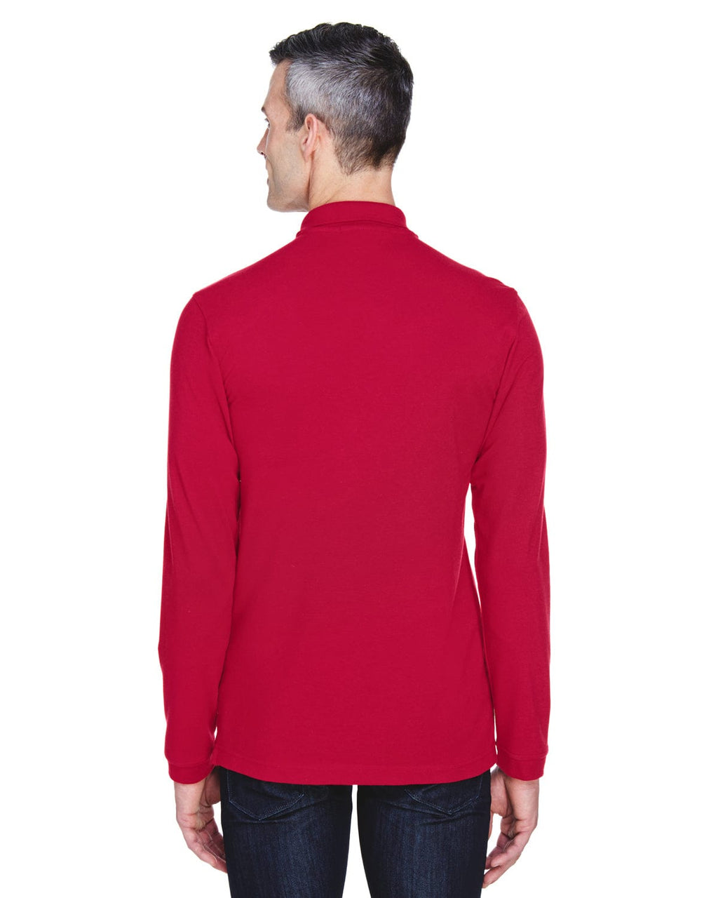 Harriton Easy Blend Long Sleeve Polo Shirt M265L | Red - Back