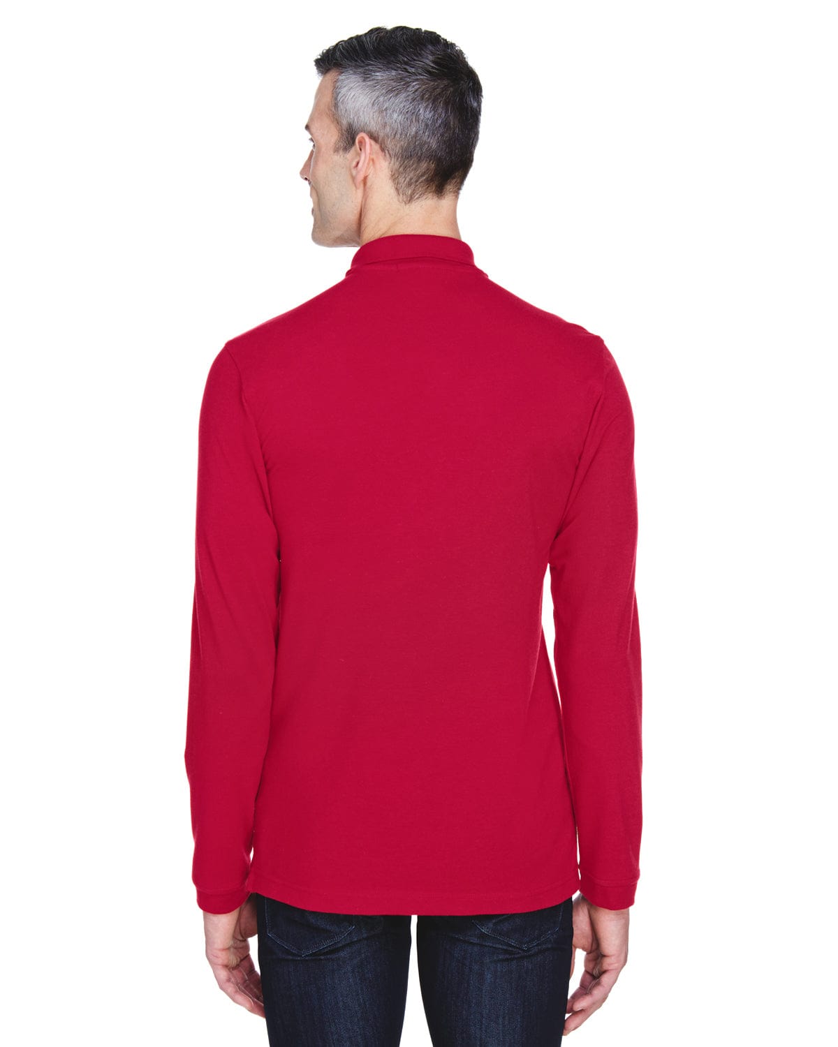 Harriton Easy Blend Long Sleeve Polo Shirt M265L | Red - Back