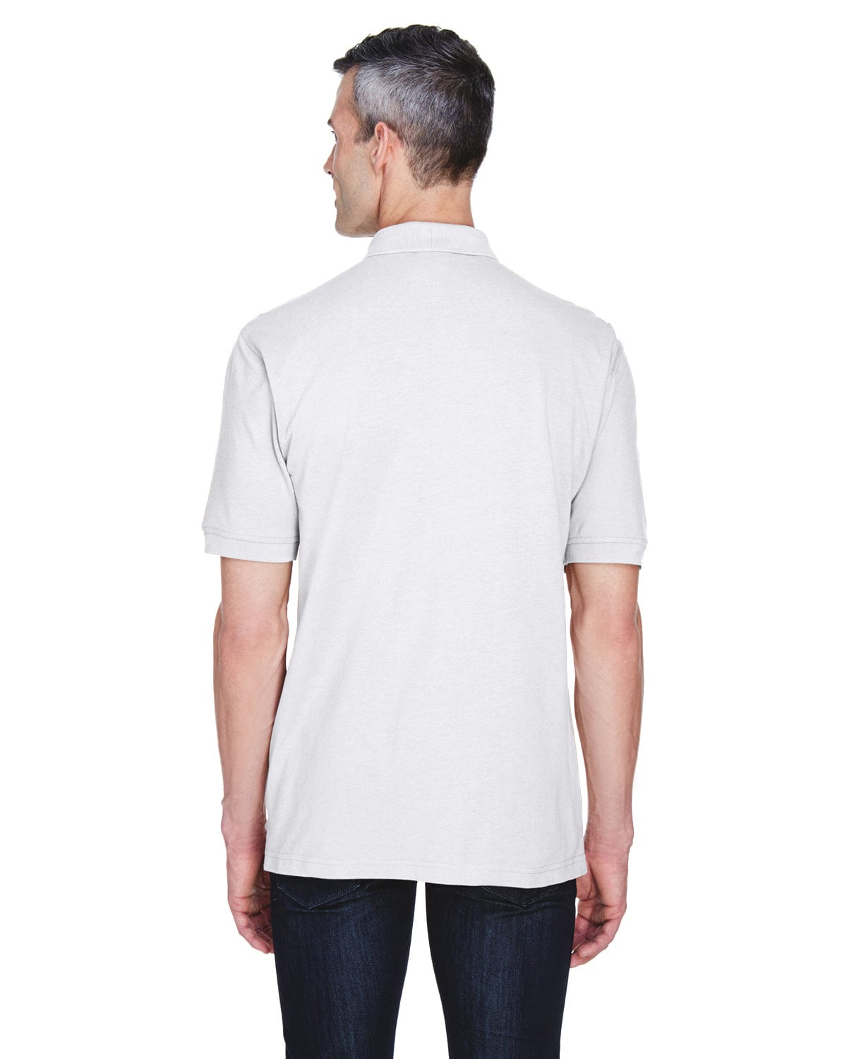 Harriton Easy Blend Pocket Polo Shirt M265P | White - Back