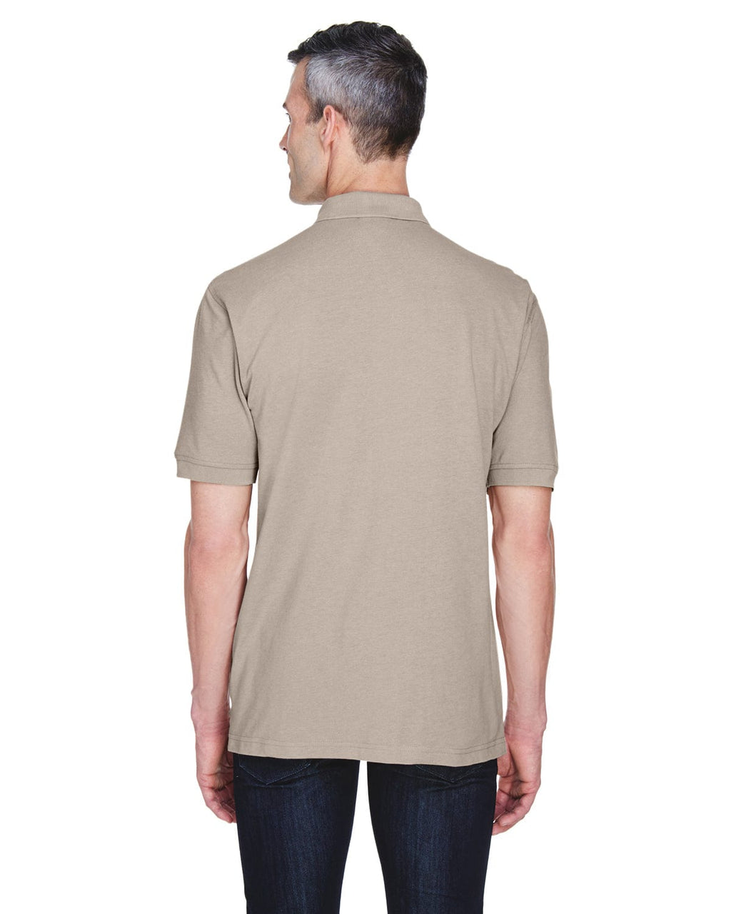 Harriton Easy Blend Pocket Polo Shirt M265P | Stone - Back