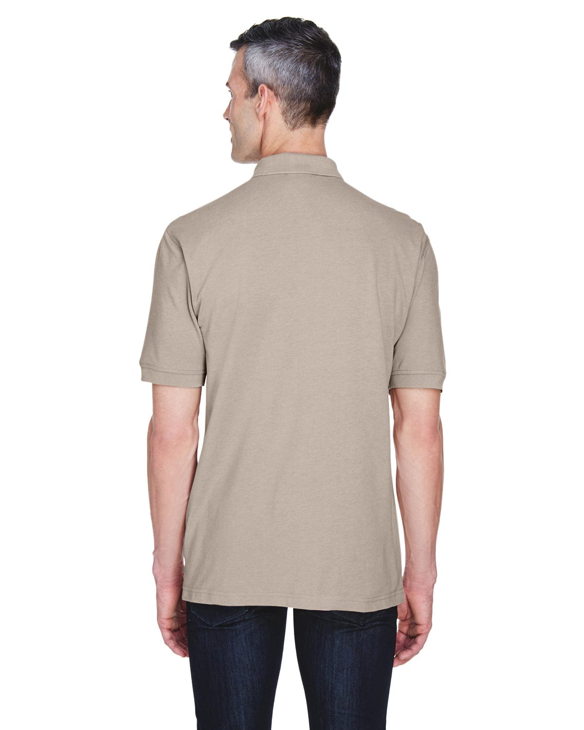 Harriton Easy Blend Pocket Polo Shirt M265P | Stone - Back