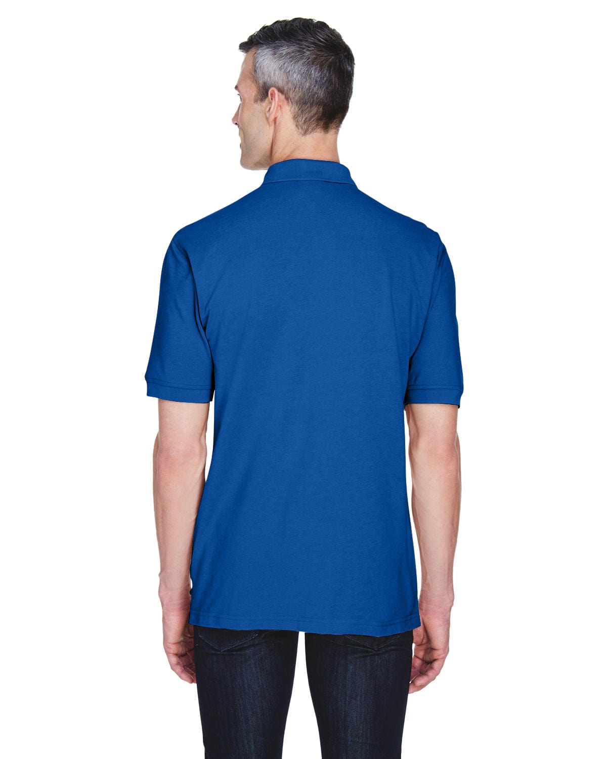 Harriton Easy Blend Pocket Polo Shirt M265P | True Royal - Back