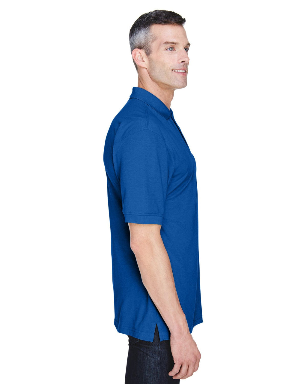 Harriton Easy Blend Pocket Polo Shirt M265P | True Royal - Side