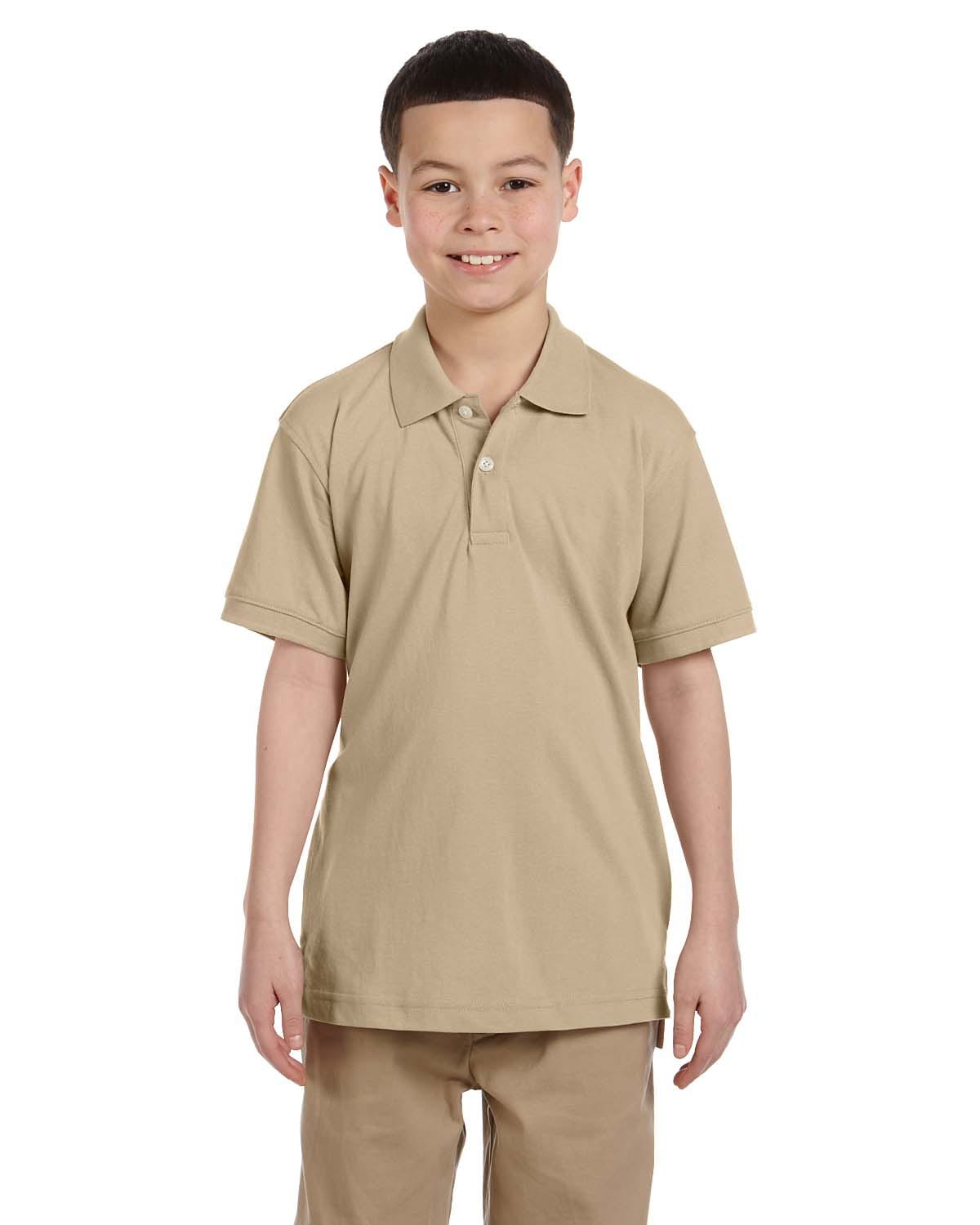 Harriton Youth Easy Blend Polo Shirt M265Y | Stone - Front