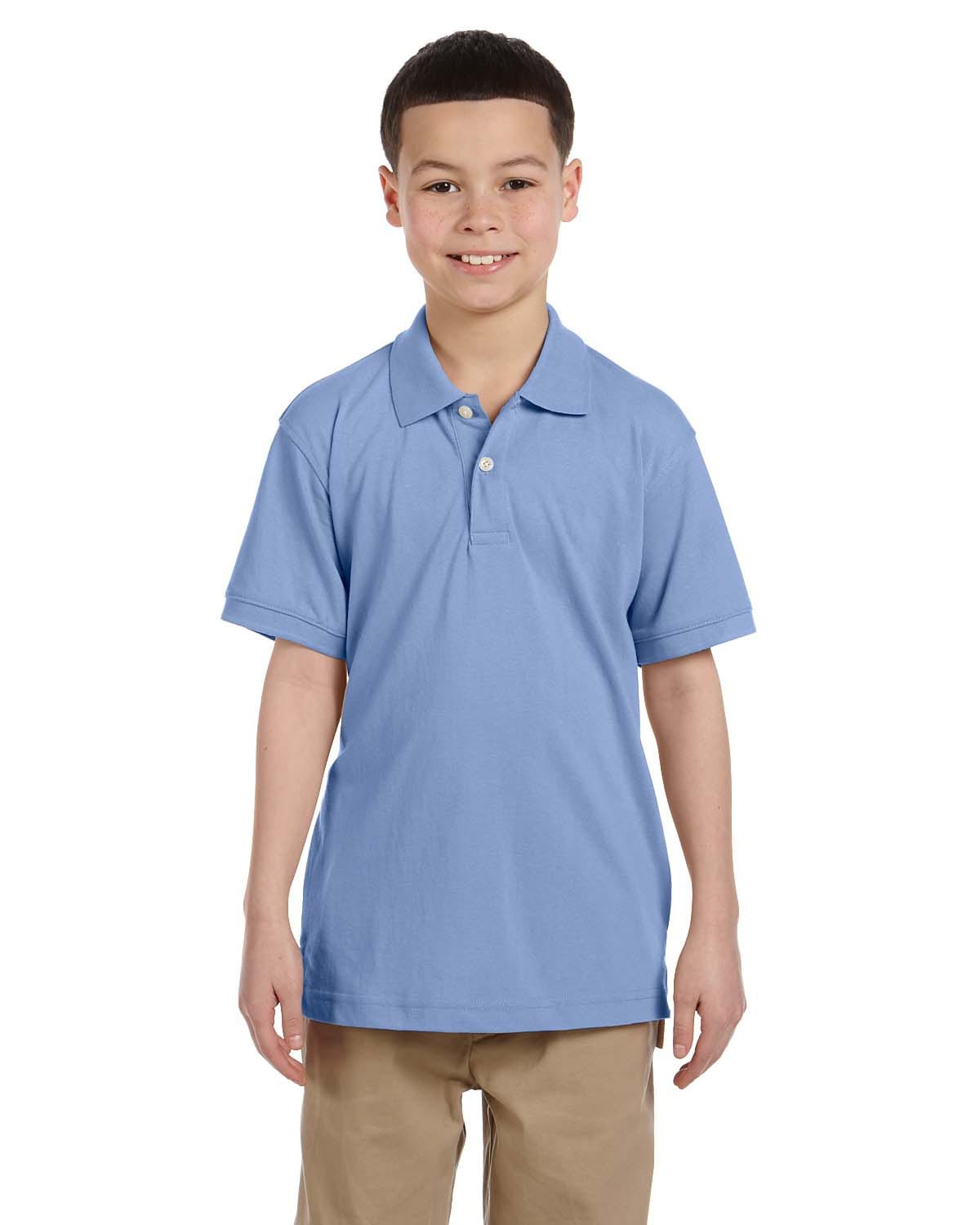 Harriton Youth Easy Blend Polo Shirt M265Y | Lt College Blue - Front