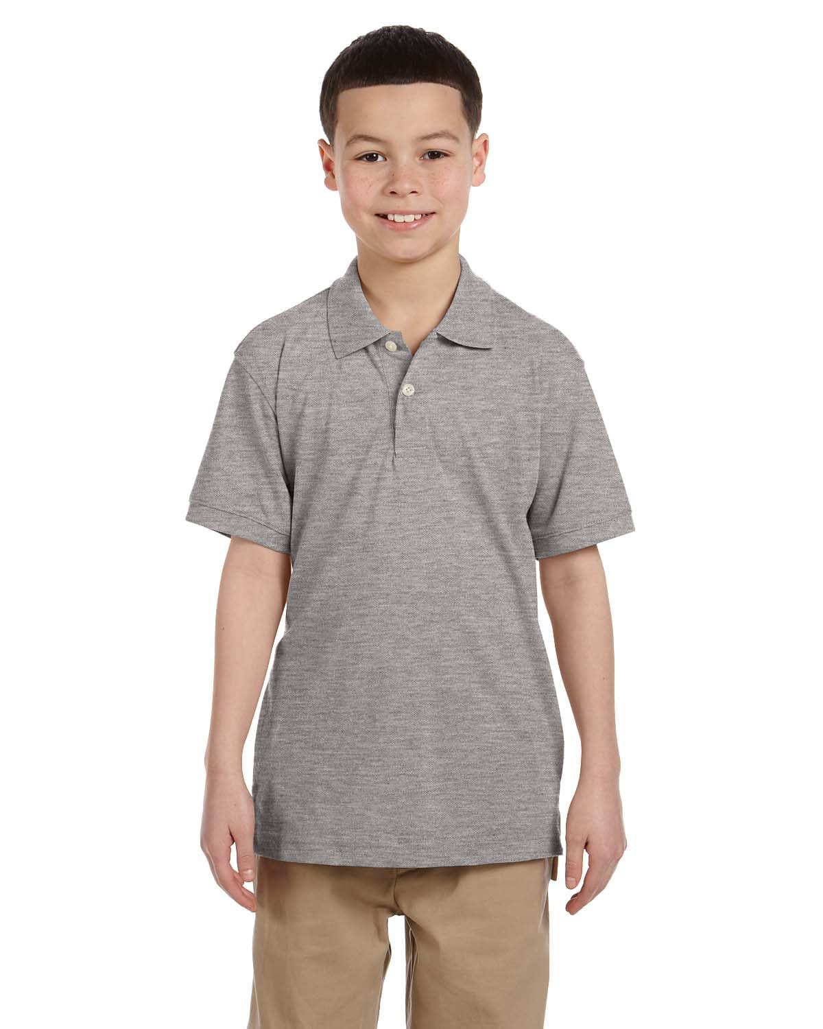 Harriton Youth Easy Blend Polo Shirt M265Y | Grey Heather - Front